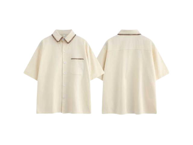 Jeera 168 Jeera168 White Japanese minimal style short sleeve shirt (พรีออเดอร์) - view 1