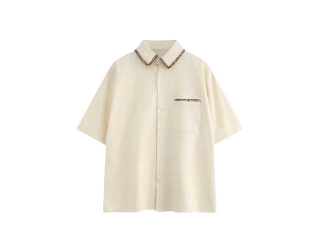 Jeera 168 Jeera168 White Japanese minimal style short sleeve shirt (พรีออเดอร์) - view 2