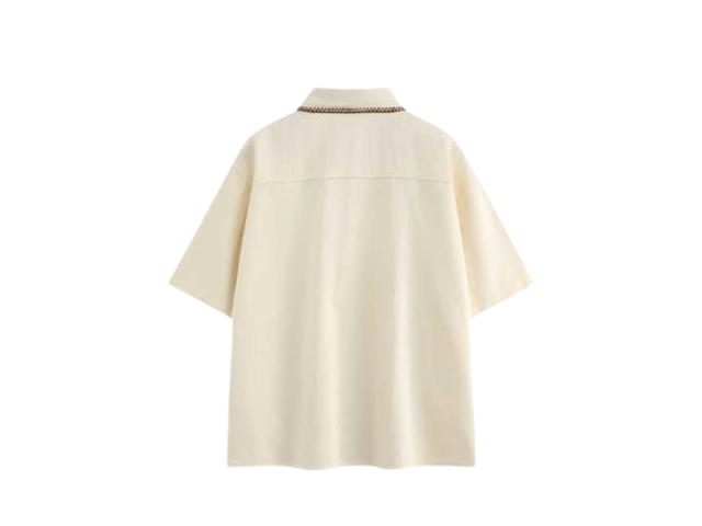 Jeera 168 Jeera168 White Japanese minimal style short sleeve shirt (พรีออเดอร์) - view 3