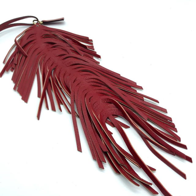 JIMMY CHOO JIMMY CHOO 152FRINGE.NAP Fringe-up strap charm Leather Red x Beige - view 2