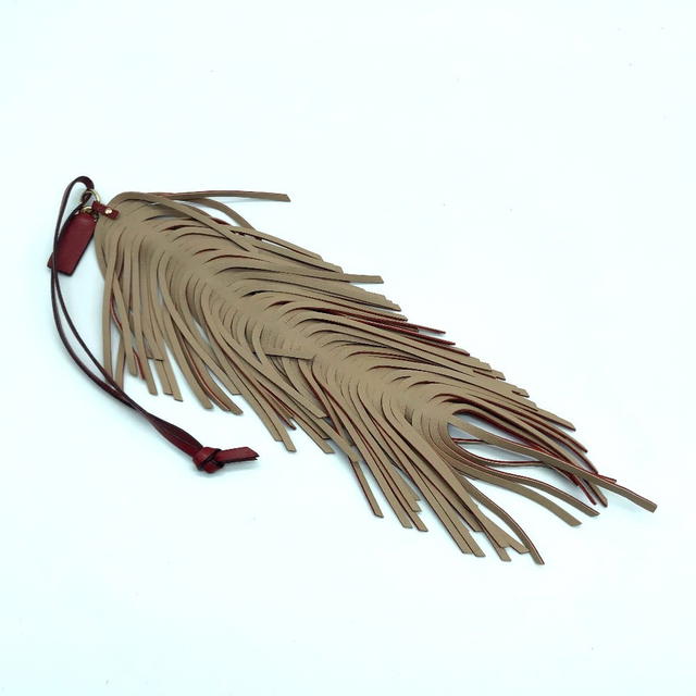 JIMMY CHOO JIMMY CHOO 152FRINGE.NAP Fringe-up strap charm Leather Red x Beige - view 4