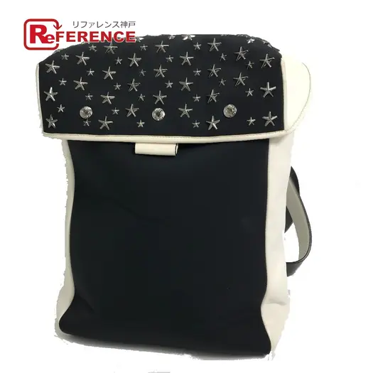 Buy JIMMY CHOO Bicolor Backpack Star studs Black x White Leather/Jersey at Sasom – Authentic and Ready to Ship