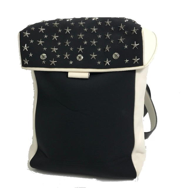 Jimmy Choo JIMMY CHOO Bicolor Backpack Star studs Black x White Leather/Jersey - view 2