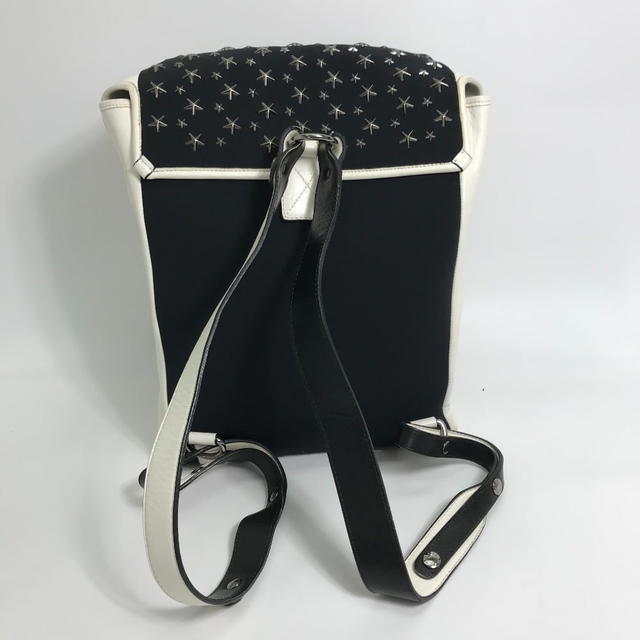 Jimmy Choo JIMMY CHOO Bicolor Backpack Star studs Black x White Leather/Jersey - view 3