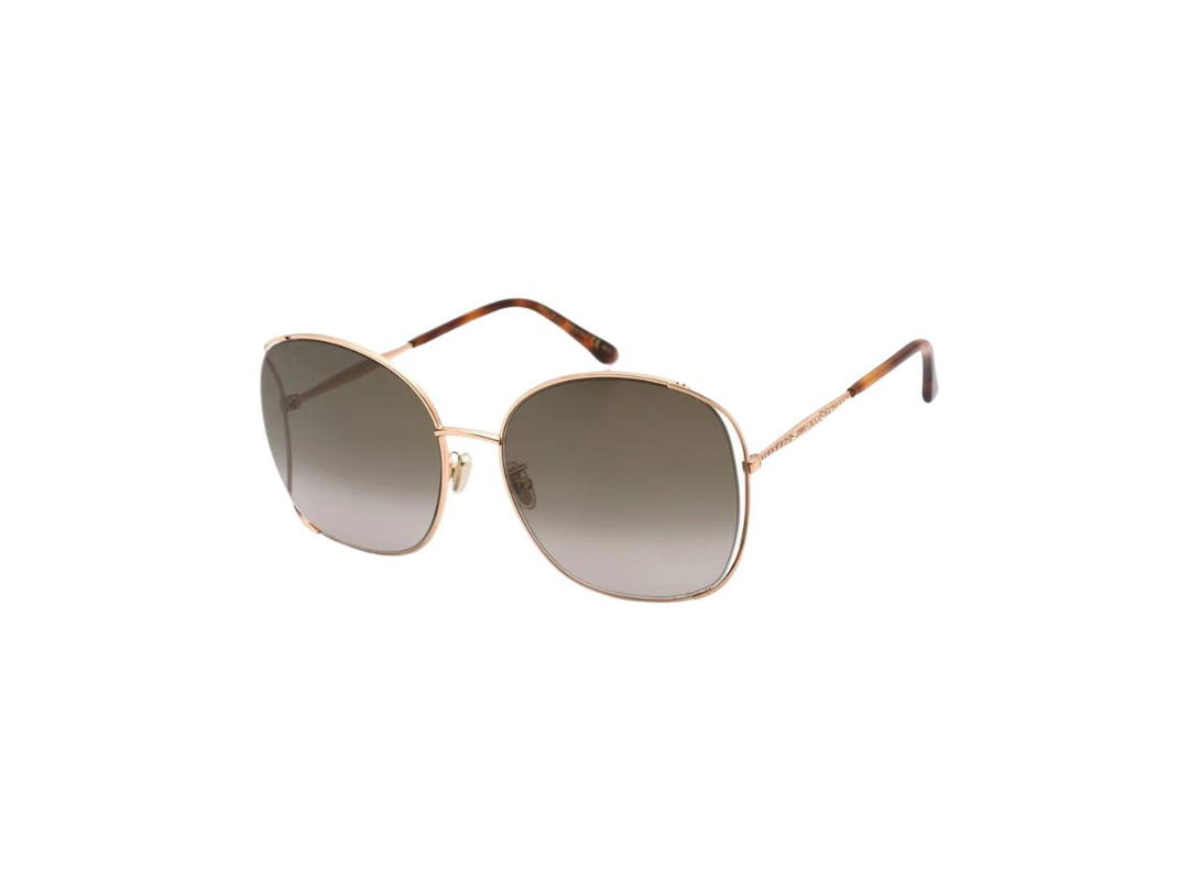 Jimmy Choo Jimmy Choo Rectangular-Frame Sunglasses In Gold Copper Metal Frame With Brown Gradient Lenses