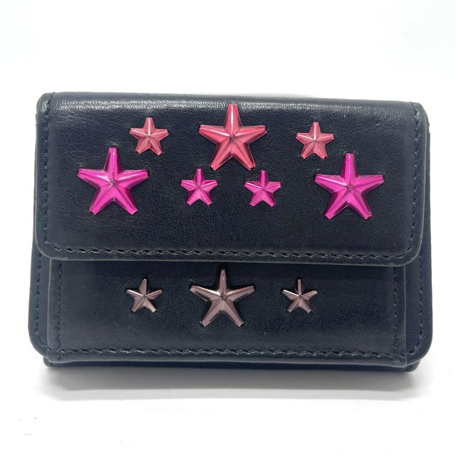 Jimmy Choo JIMMY CHOO Star studs Wallet Compact Mini Wallet Trifold wallet Leather Black - view 1