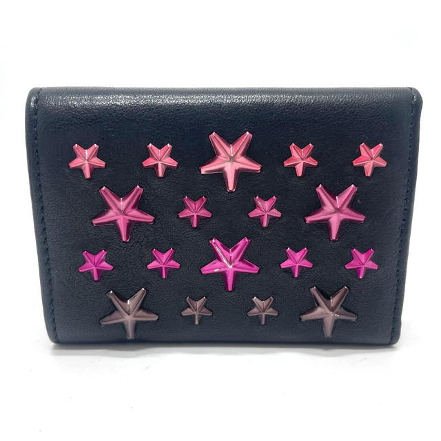 Jimmy Choo JIMMY CHOO Star studs Wallet Compact Mini Wallet Trifold wallet Leather Black - view 2