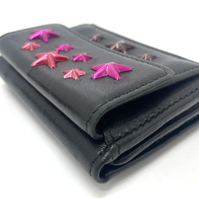 Jimmy Choo JIMMY CHOO Star studs Wallet Compact Mini Wallet Trifold wallet Leather Black - view 3