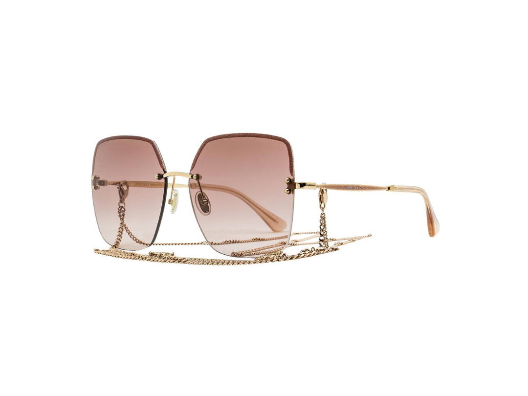Jimmy Choo Jimmy Choo Tavi Square Sunglasses In Light Metal Frame Gold Copper
