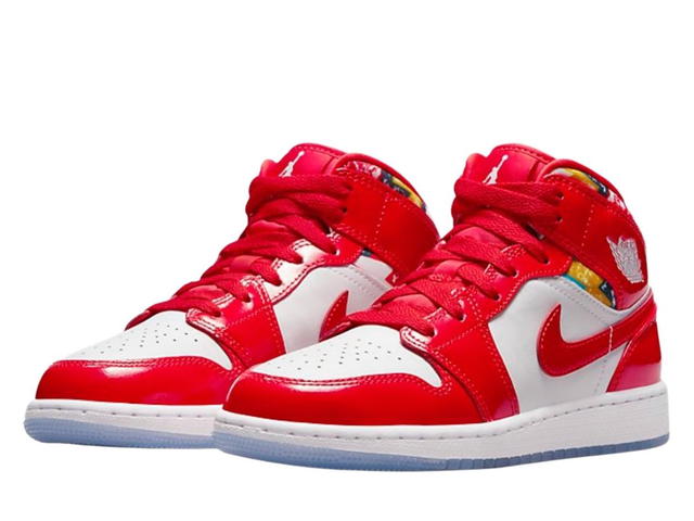 Jordan Jordan 1 Mid Barcelona Sweater Red Patent (GS) - view 3