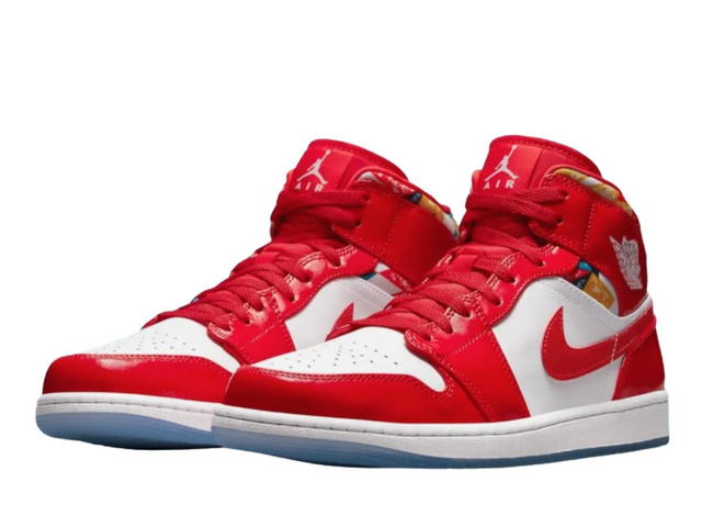 Jordan Jordan 1 Mid Barcelona Sweater Red Patent - view 3
