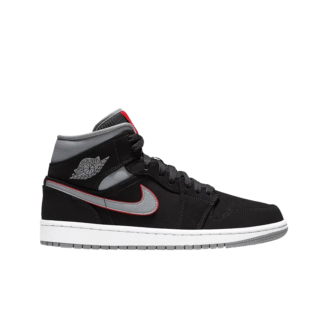 Jordan Jordan 1 Mid Black Particle Grey Gym Red