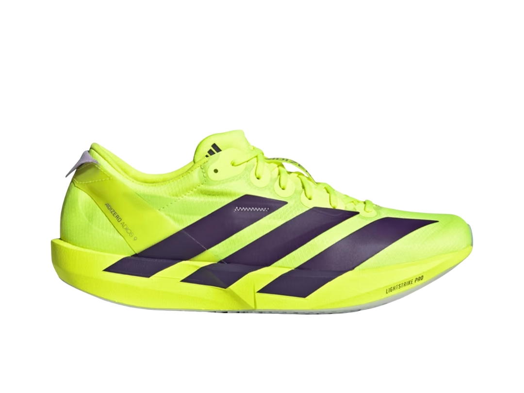 adidas adidas Adizero Adios 9 Running Shoes Solar Yellow Aurora Plum Powder Plum
