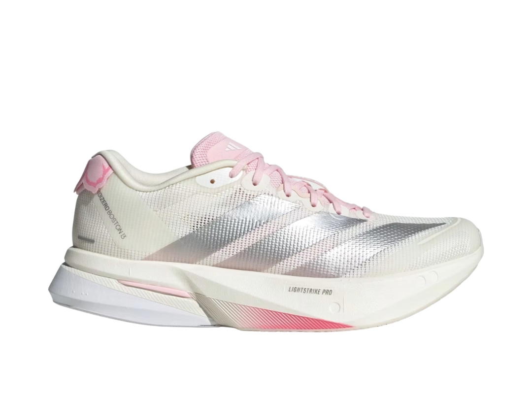 adidas adidas Adizero Boston 13 Core White Silver Metallic Clear Pink (Women's)