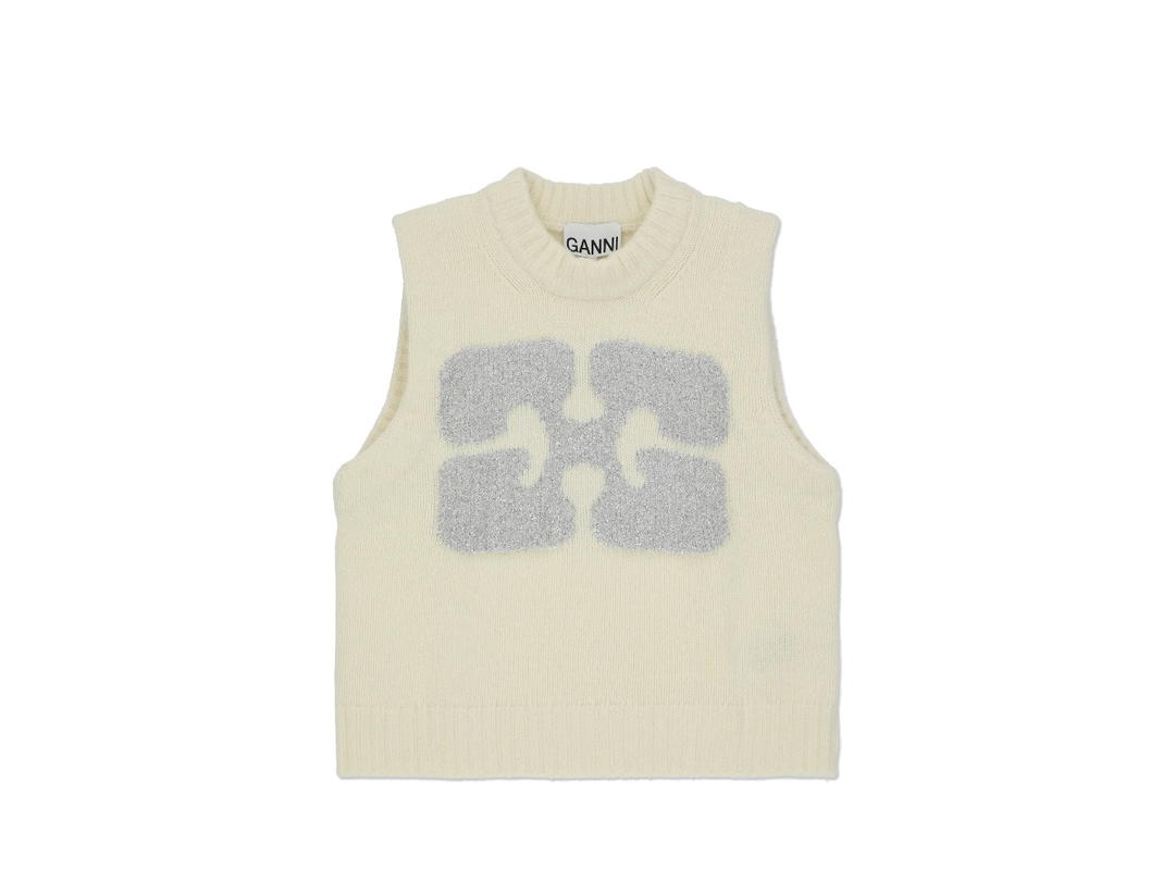 Ganni Ganni Graphic Wool Mix Vest Egglet
