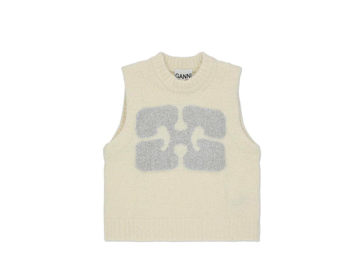 Ganni Ganni Graphic Wool Mix Vest Egglet