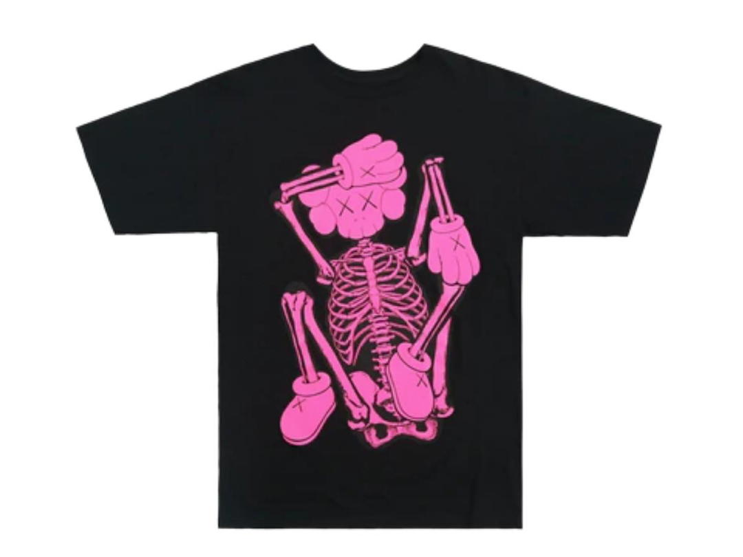 Kaws Kaws Skeleton New Fiction T-Shirt Pink