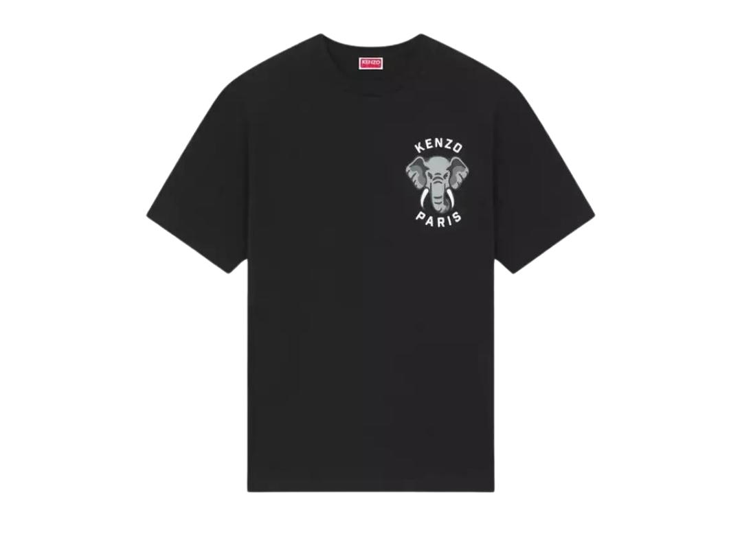 Kenzo Kenzo Elephant-Embroidered Cotton T-Shirt Black