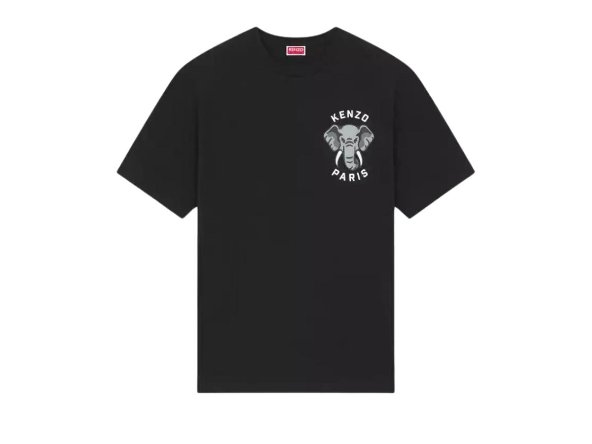 Kenzo Kenzo Elephant-Embroidered Cotton T-Shirt Black