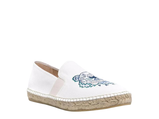 Kenzo Kenzo Tiger Head Motif Flat Espadrilles In Rubber Cotton White - view 2