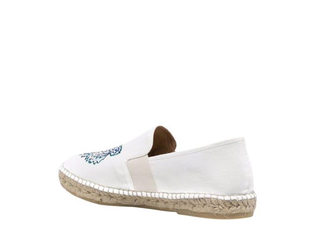 Kenzo Kenzo Tiger Head Motif Flat Espadrilles In Rubber Cotton White - view 3