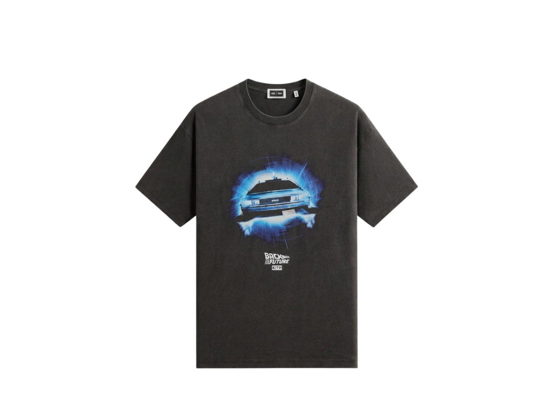 Kith Kith For Back to the Future DeLorean Front Back Vintage Tee Black