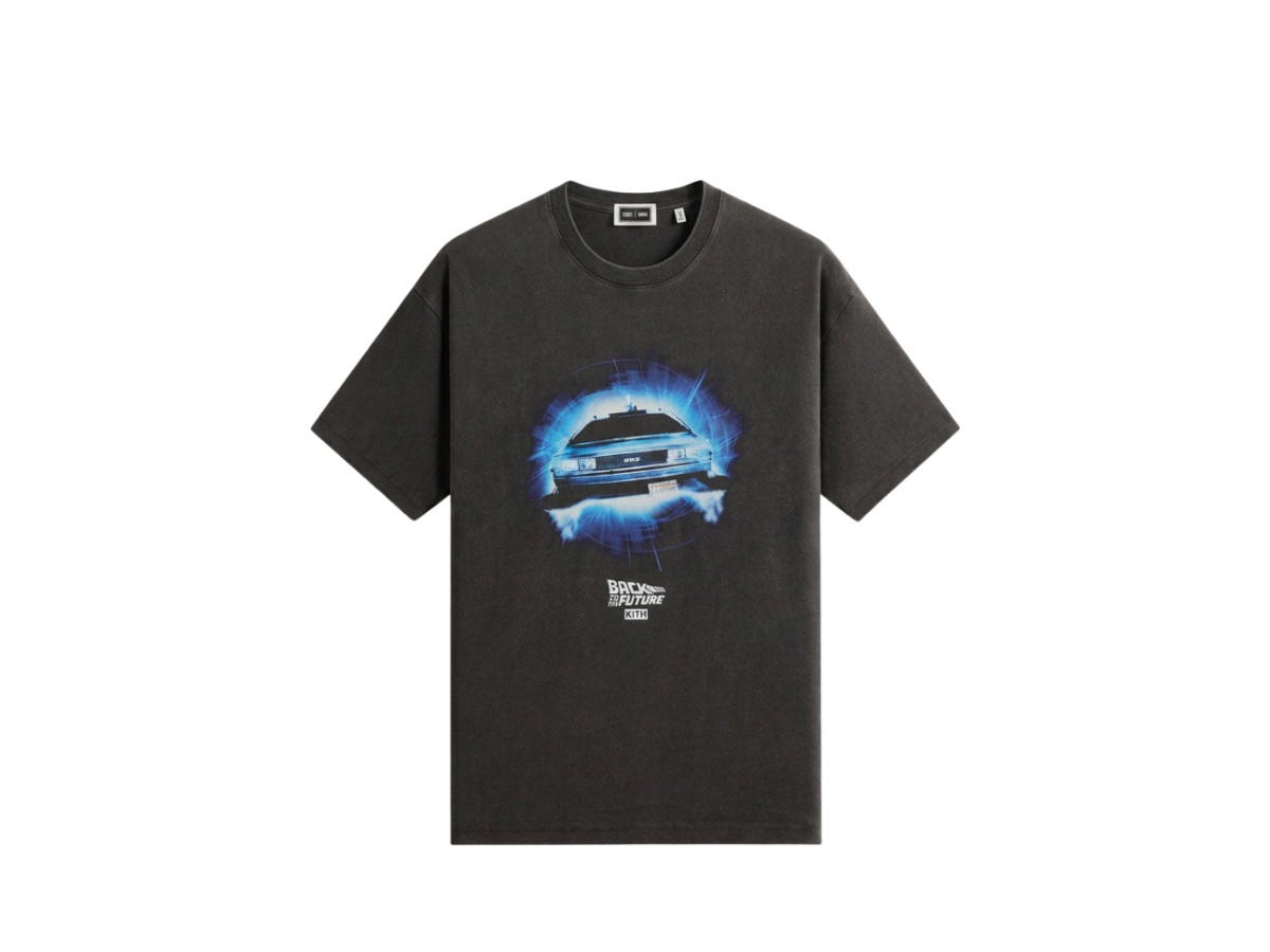 Kith Kith For Back to the Future DeLorean Front Back Vintage Tee Black
