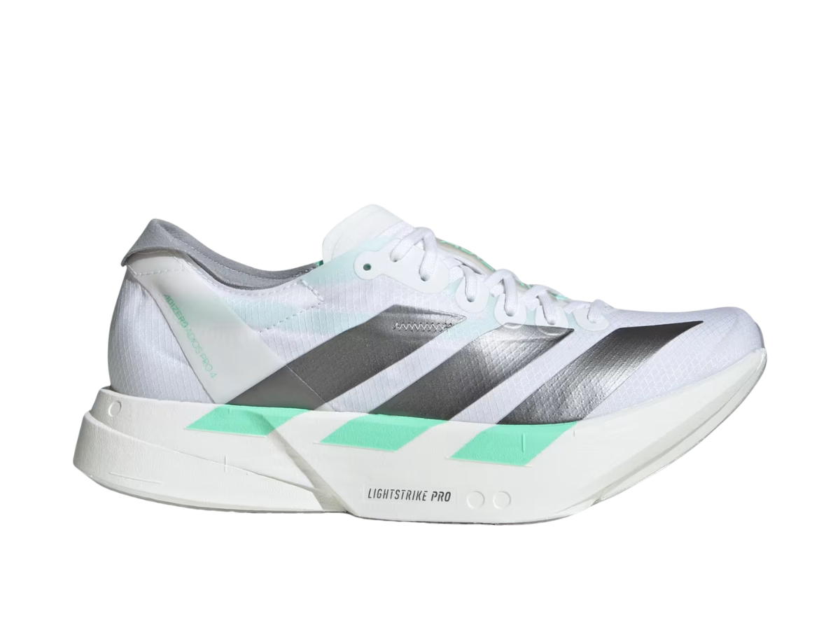 adidas adidas Adizero Adios Pro 4 Cloud White Iron Metallic Pulse Mint (W)