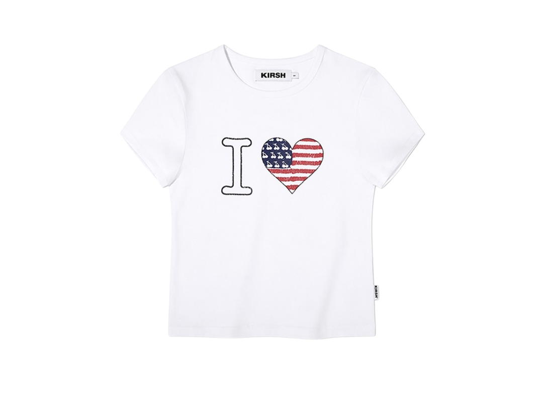 KIRSH KIRSH I Love Kirsh Crop T-Shirt White