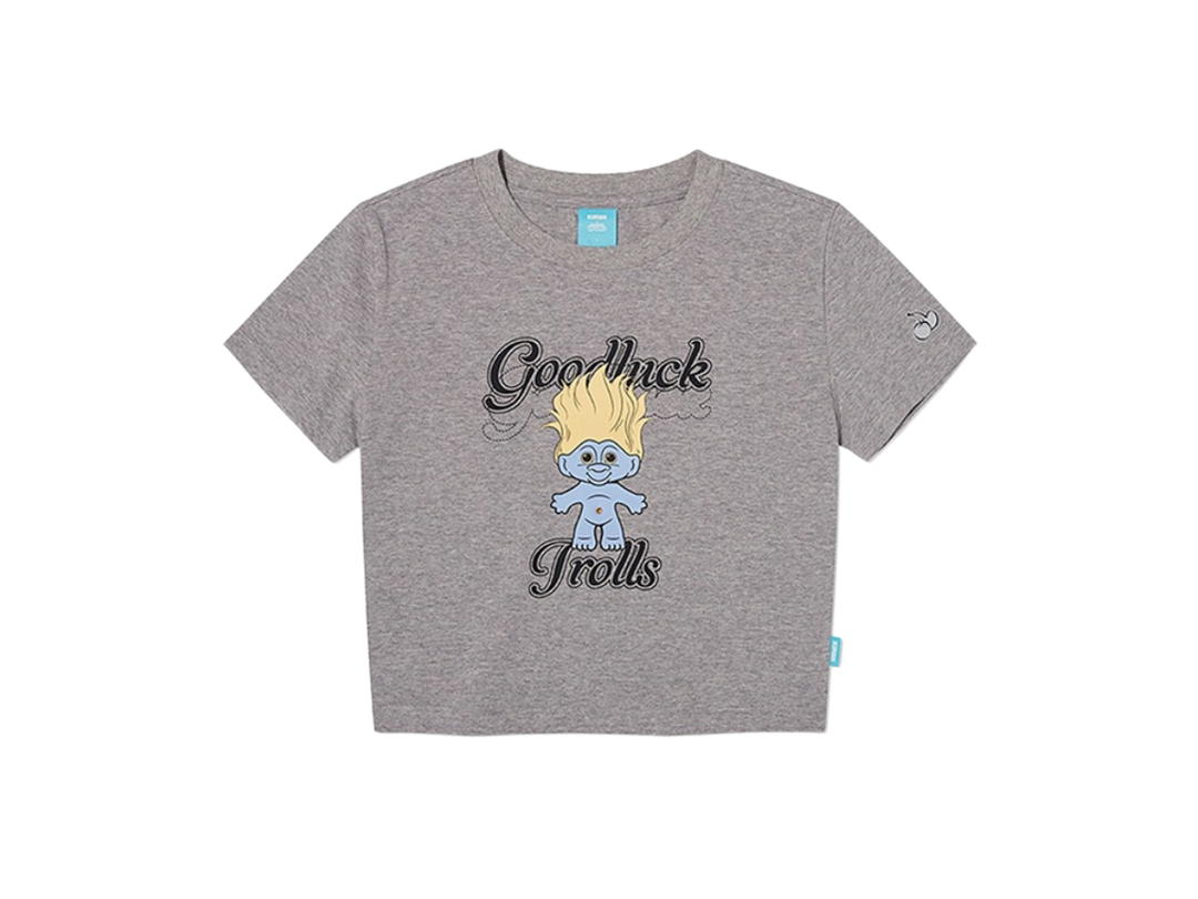 KIRSH KIRSH Trolls Graphic Crop T-Shirt Melange Gray