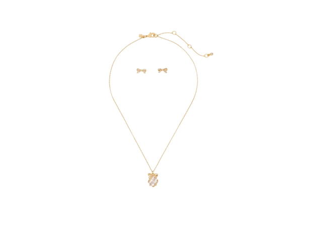 Kate Spade Kate Spade Pave Present Pendant And Studs Boxed Clear/Gold - view 2