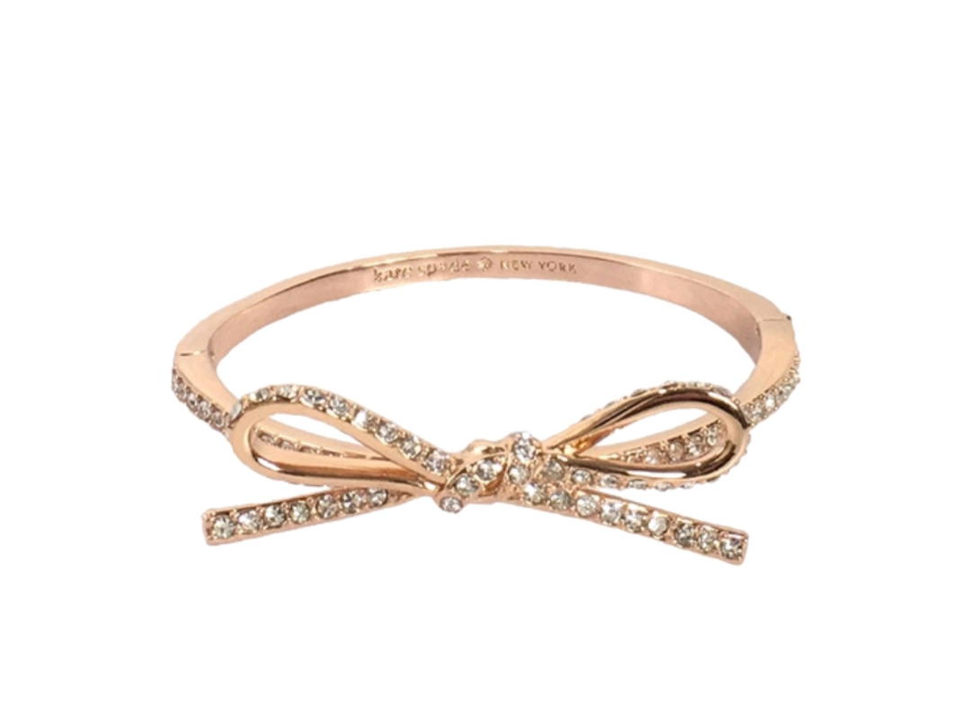 Katespade Katespade Skinny Mini Pave Bow Bangle Bracelet Rose Gold