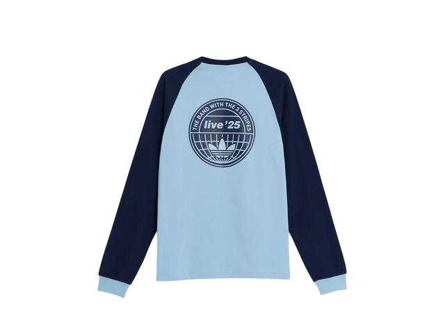 adidas adidas x Oasis Tour 3-Stripes Longsleeve Tee Clear Sky Night Indigo - view 2