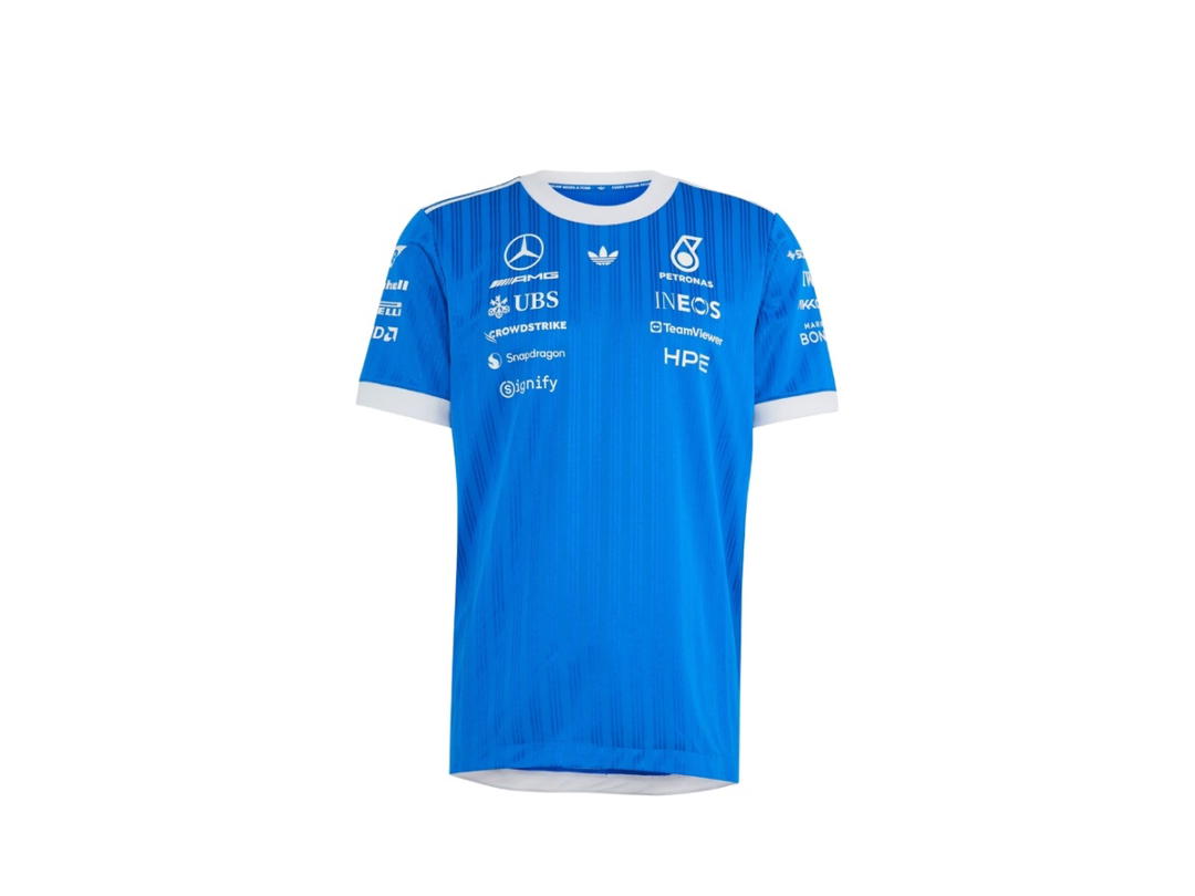 adidas adidas Mercedes-AMG Petronas Formula 1 Team Blue Wonder Authentic Driver Jersey Blue Bird White