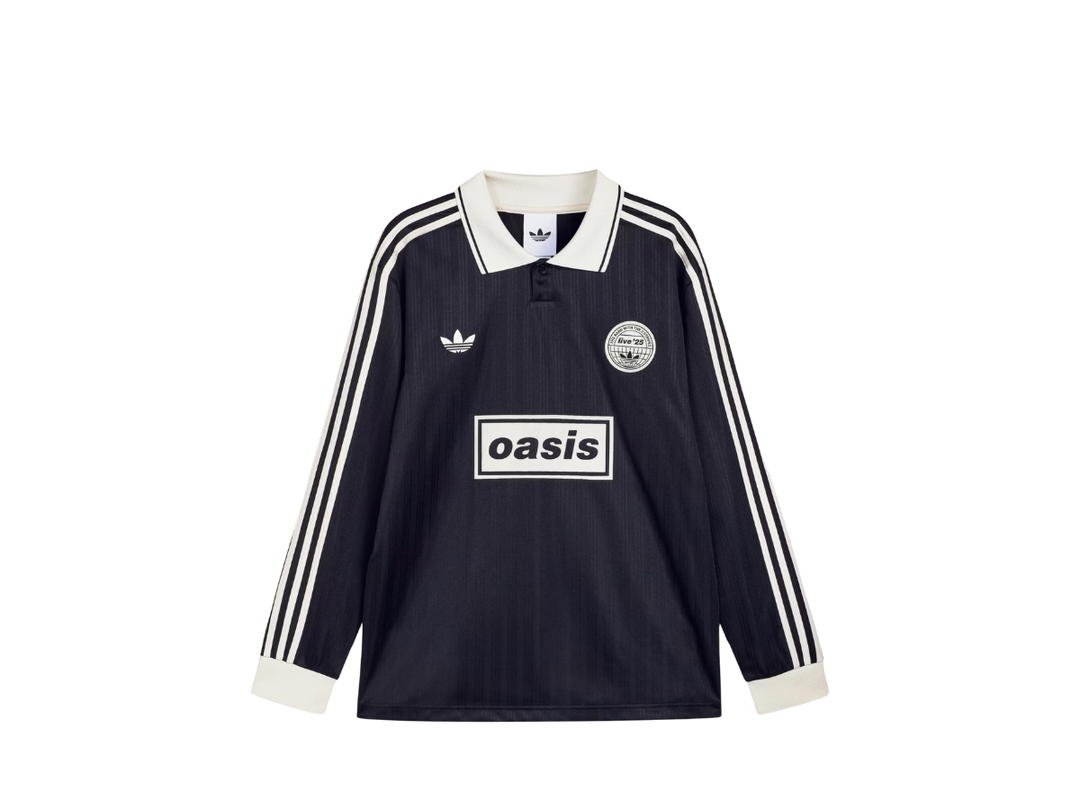 adidas adidas X Oasis Tour Jacquard Stripe Jersey Long Sleeve Black Cream White