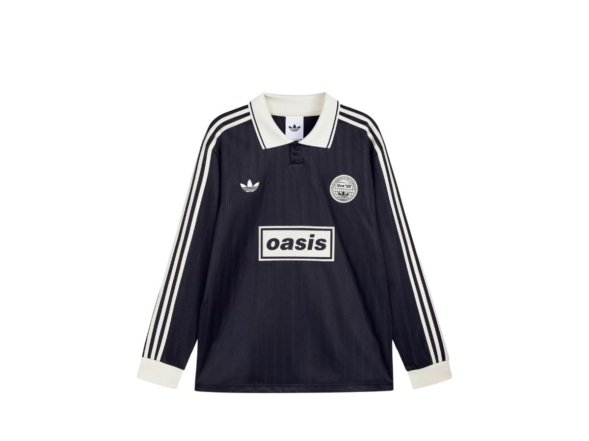 adidas adidas X Oasis Tour Jacquard Stripe Jersey Long Sleeve Black Cream White