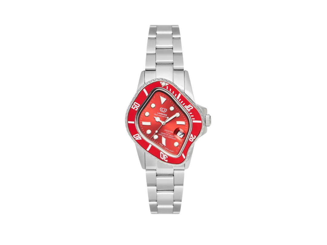 Laarvee Laarvee Sliver Precision Steel PEA001 In Red Bezel-Dial