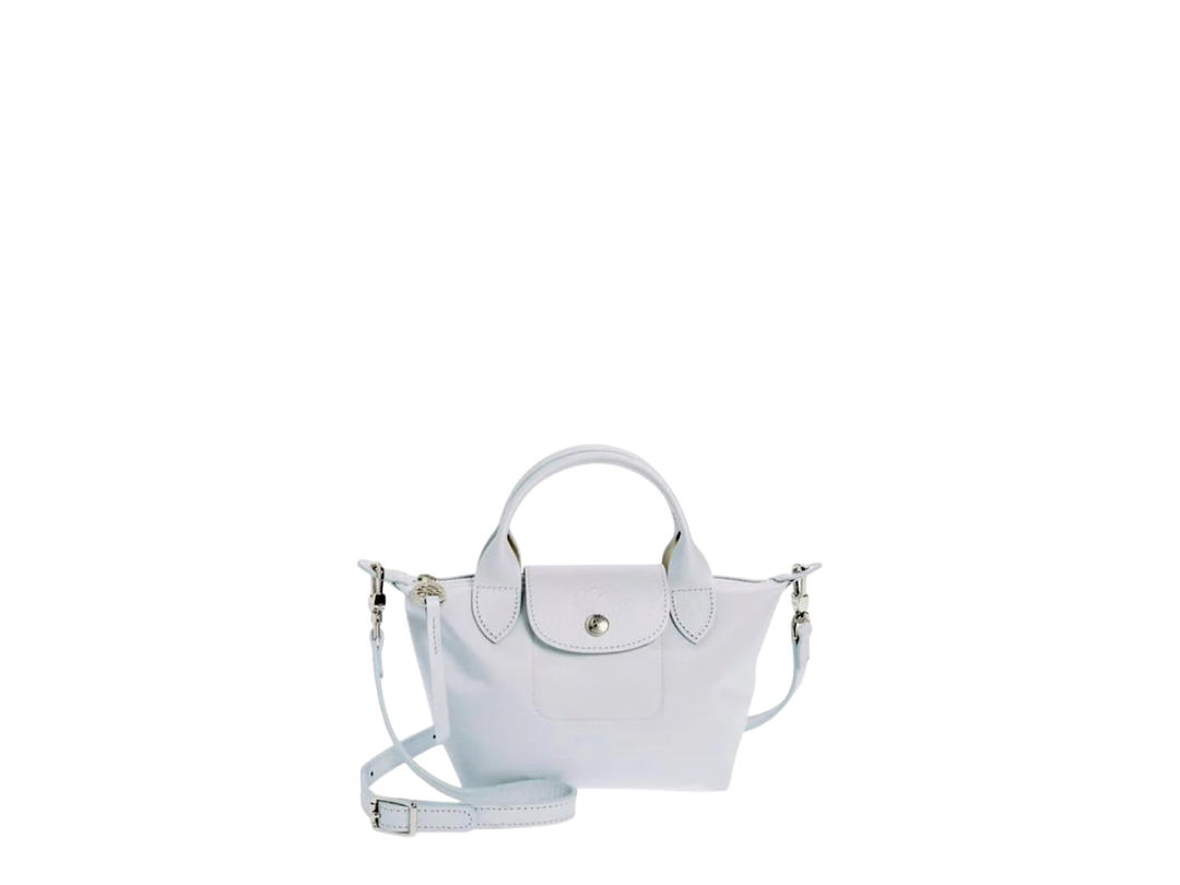Longchamp Longchamp Xs Le Pliage Crossbody Bag In Silver Hardware With Light Grey