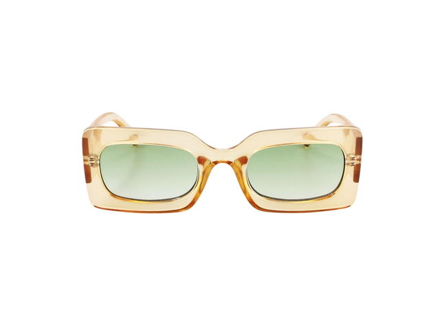 Le Specs Le Specs Oh Damn 2202540 In Transparent Yellow Frame-Oval Logo With Green Lenses - view 1