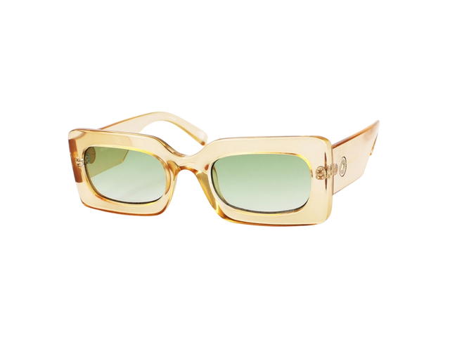 Le Specs Le Specs Oh Damn 2202540 In Transparent Yellow Frame-Oval Logo With Green Lenses - view 2