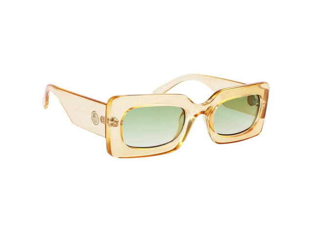 Le Specs Le Specs Oh Damn 2202540 In Transparent Yellow Frame-Oval Logo With Green Lenses - view 3