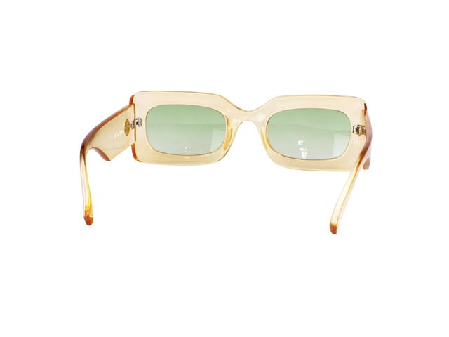 Le Specs Le Specs Oh Damn 2202540 In Transparent Yellow Frame-Oval Logo With Green Lenses - view 4