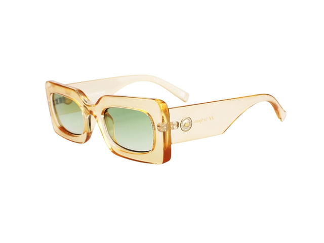 Le Specs Le Specs Oh Damn 2202540 In Transparent Yellow Frame-Oval Logo With Green Lenses - view 5