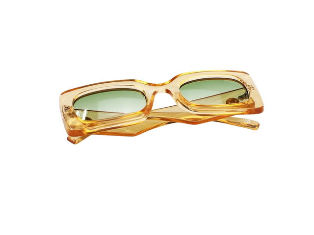 Le Specs Le Specs Oh Damn 2202540 In Transparent Yellow Frame-Oval Logo With Green Lenses - view 6