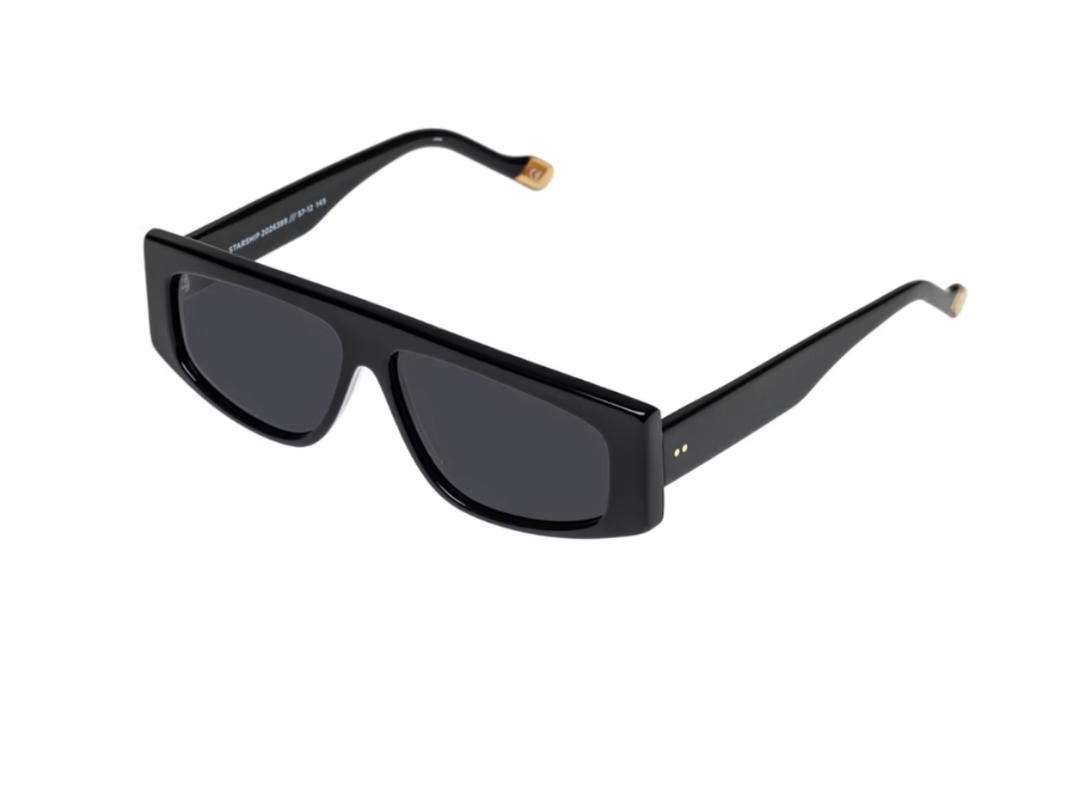 Le Specs Le Specs Starship In Black Acetate With Smoke Mono Lenses