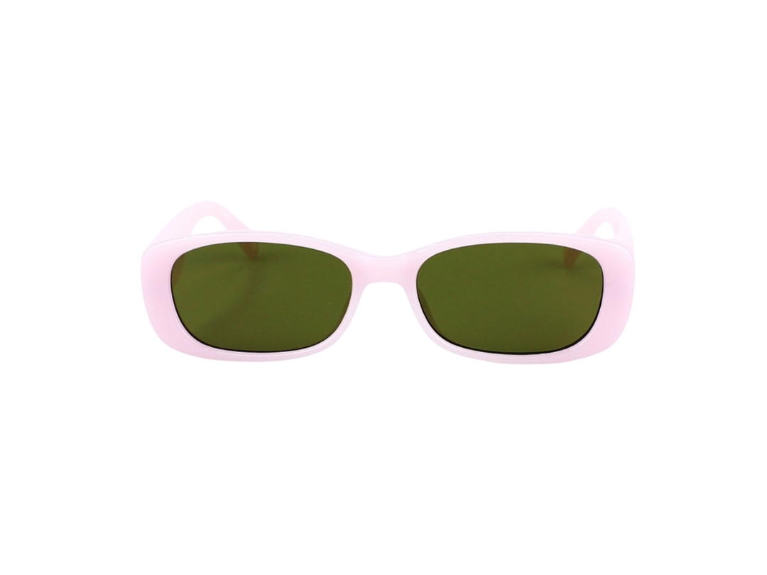 Le Specs Le Specs Unreal Quilted 2202475 In Pink Acetate Frame-Square Logo With Green Lenses