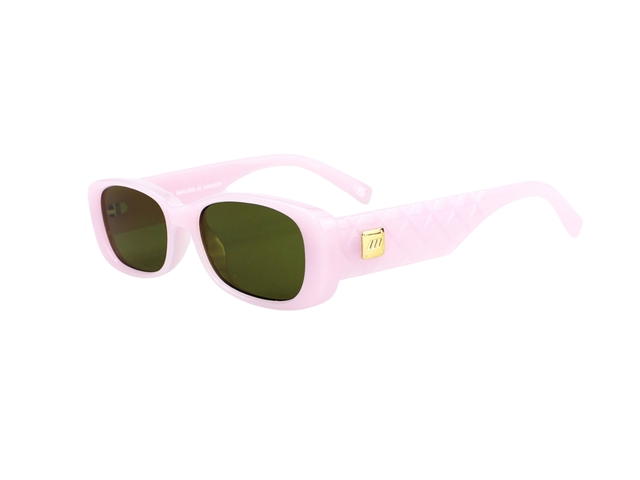 Le Specs Le Specs Unreal Quilted 2202475 In Pink Acetate Frame-Square Logo With Green Lenses - view 5