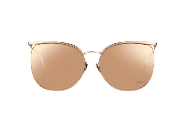 Linda Farrow Linda Farrow 509 C3 Browline Sunglasses In Rose Gold Titanium Frame With Rose Gold Lenses - view 1
