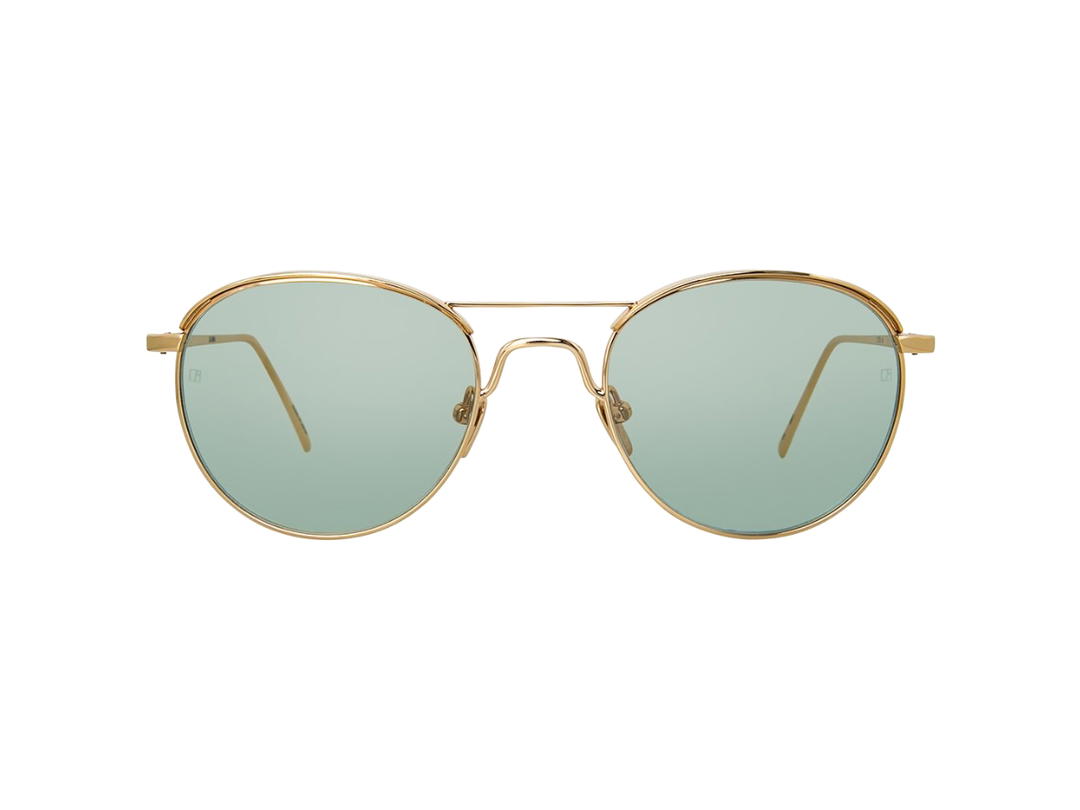Linda Farrow Linda Farrow 623 C6 Oval Sunglasses In Yellow Gold Frame With Blue Lenses