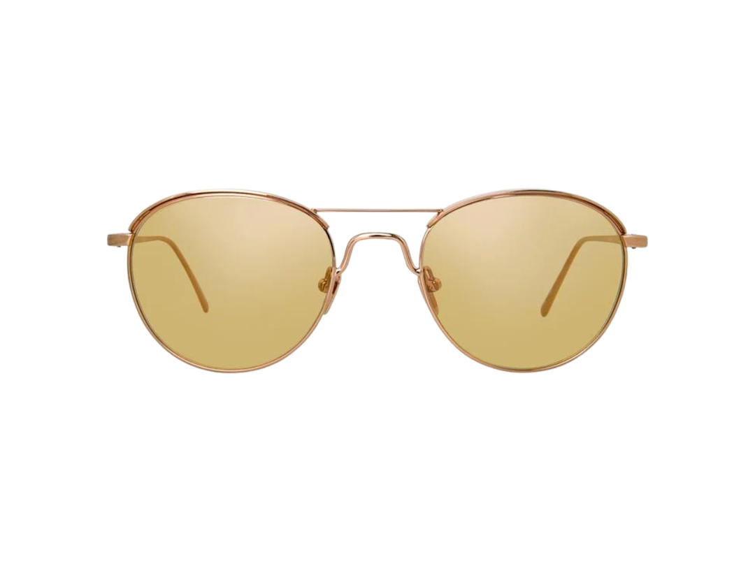 Linda Farrow Linda Farrow 623 C7 Oval Sunglasses In Rose Gold Titanium Frame With Nylon Peach Lenses